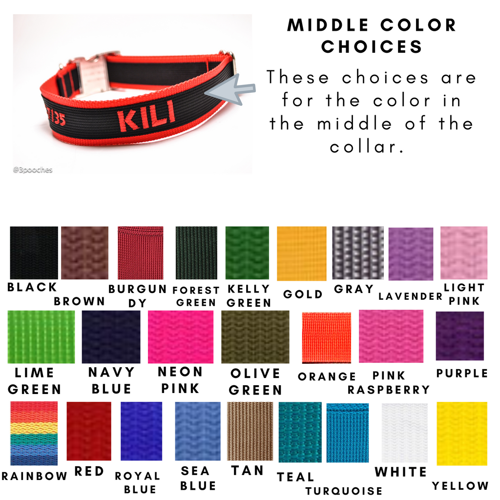 Wide Width Solid 2-Color Personalized Buckle or Martingale