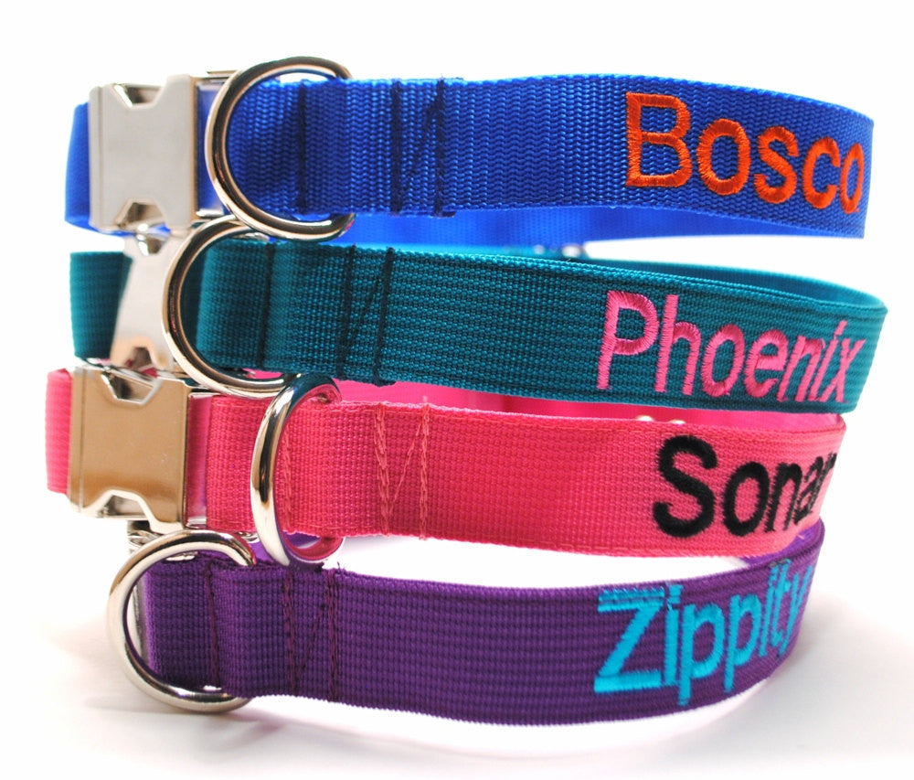 Nylon Personalized Collar - Buckle or Martingale or Martingale with Buckle