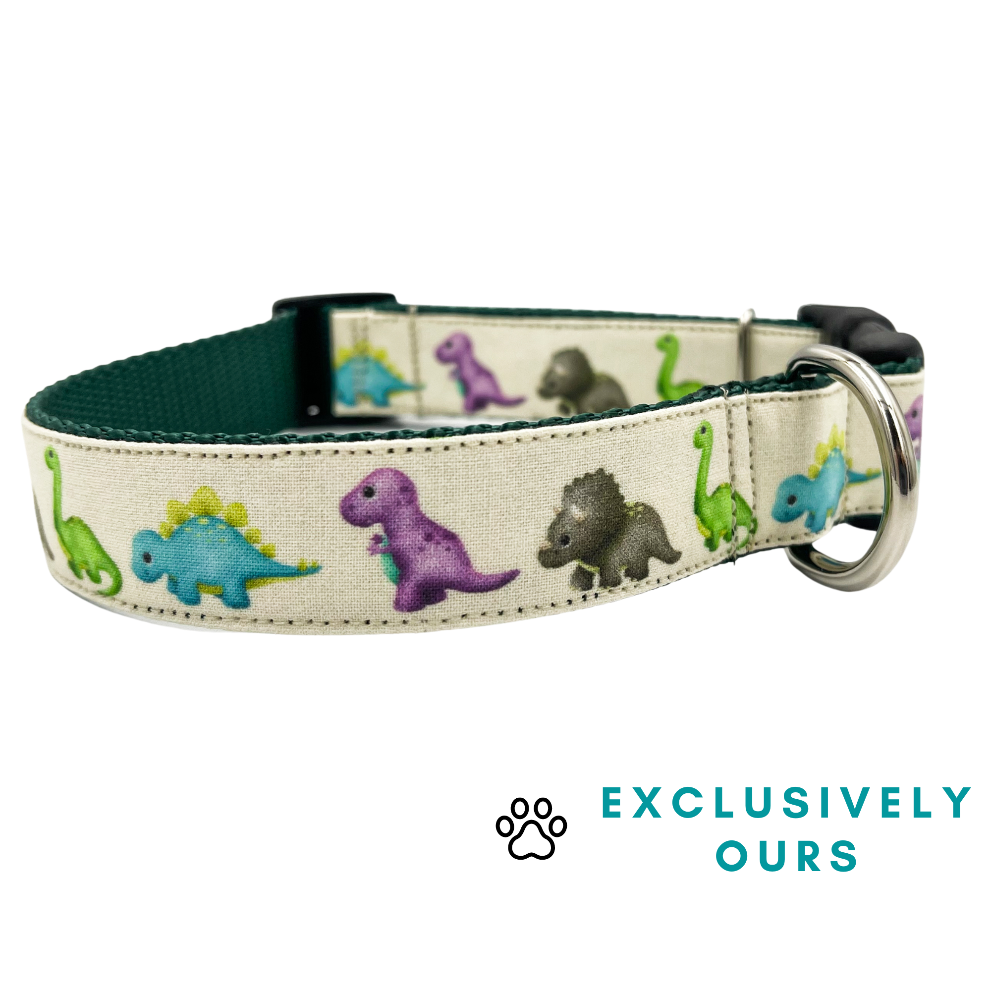 Watercolor Dinosaurs Dog Collar