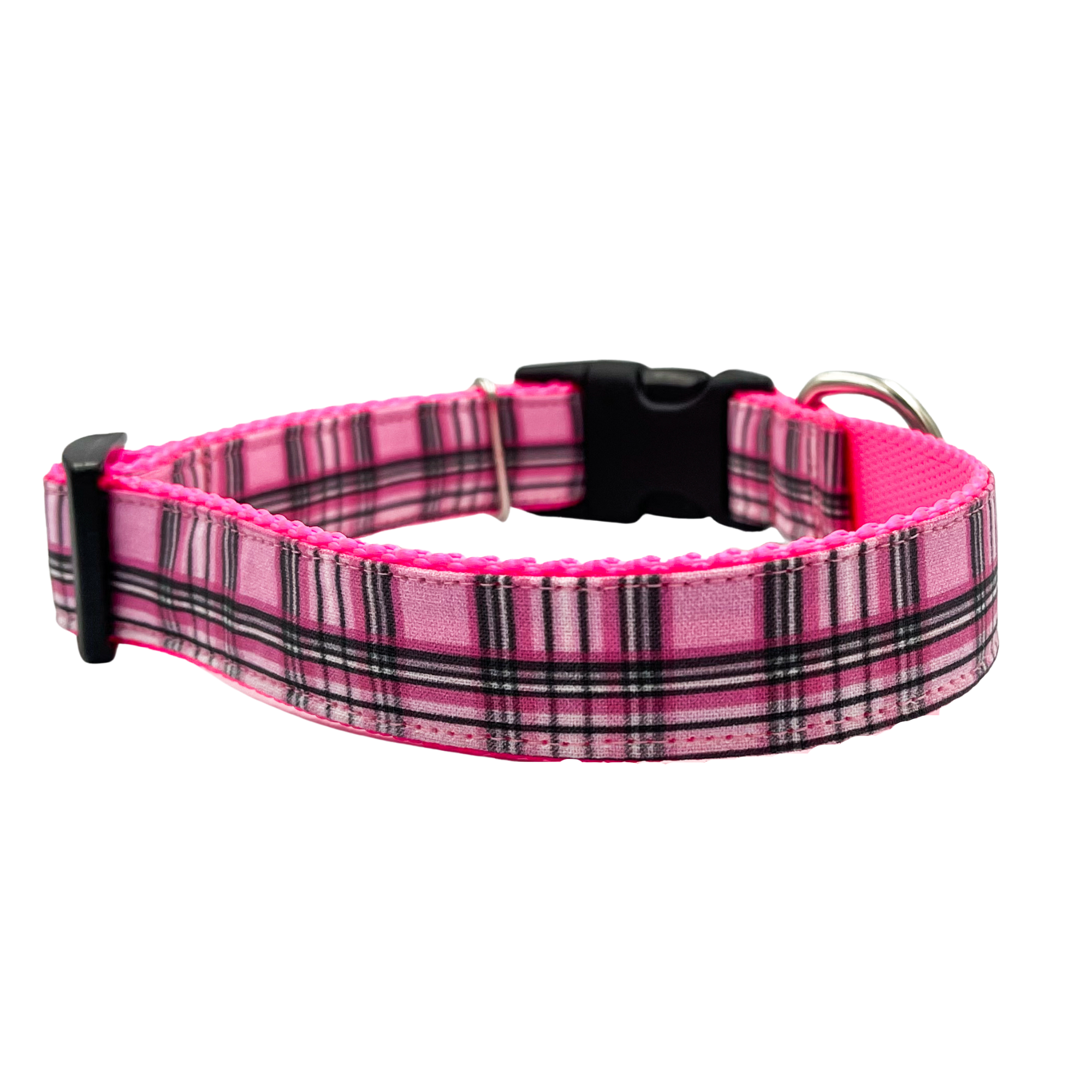 Pink tartan dog collar best sale