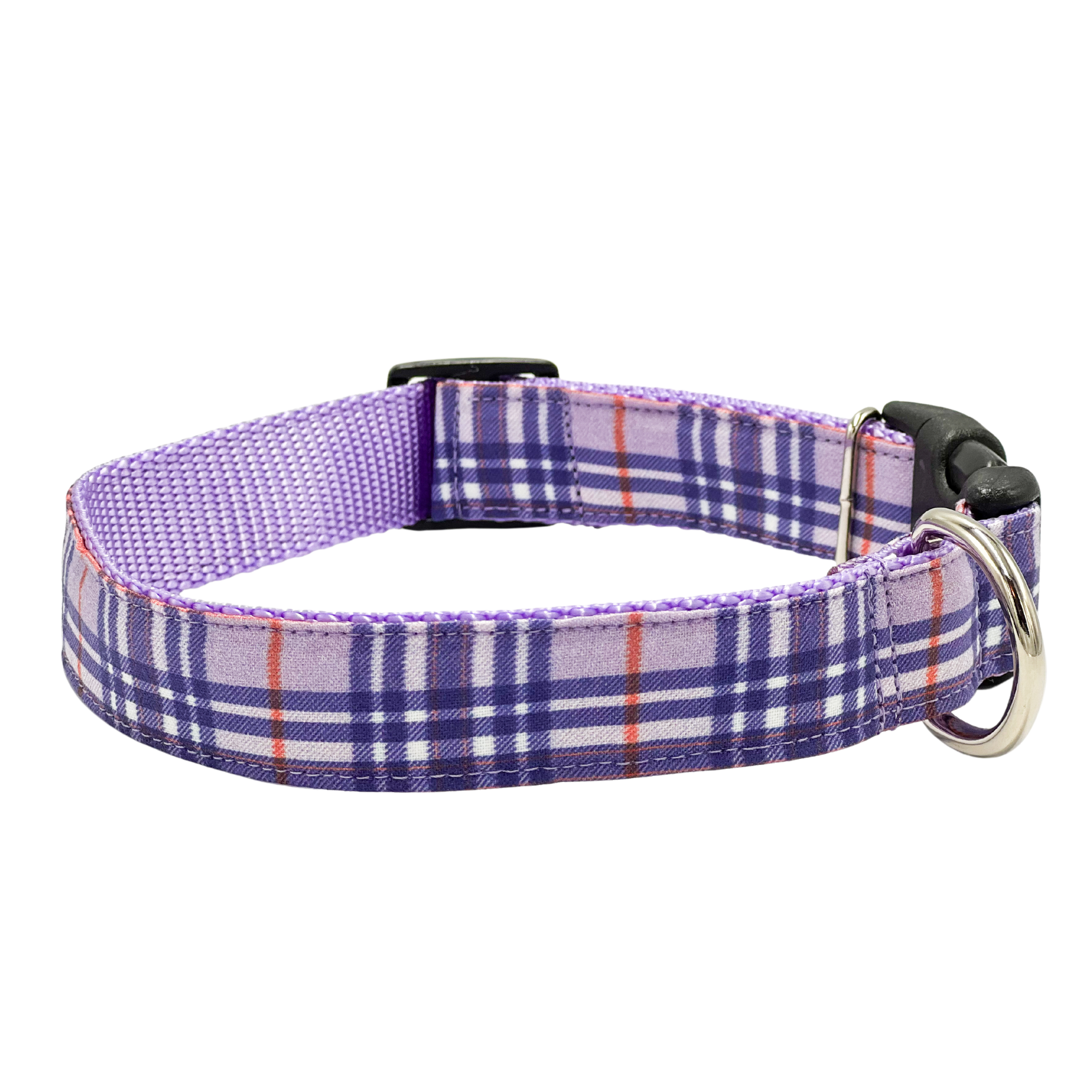 Lavender Check Tartan Plaid Dog Collar